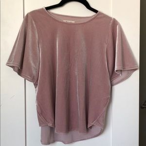 Madewell pink butterfly velvet top